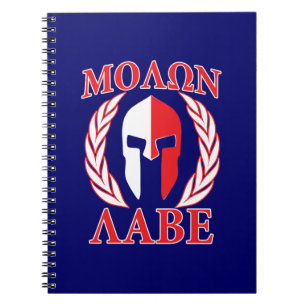 Caderno Espiral Molon Labe Spartan Armor Laurels Marinho Azul