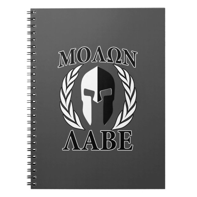 Caderno Espiral Molon Labe Spartan Helmet Laurels Charcarbonos (Frente)