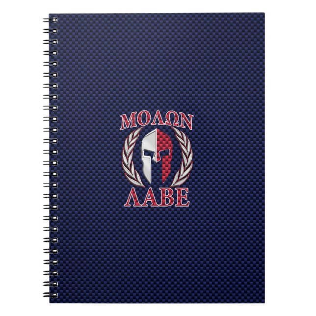 Caderno Espiral Molon Labe Spartan Warrior Carbono Estilo (Frente)