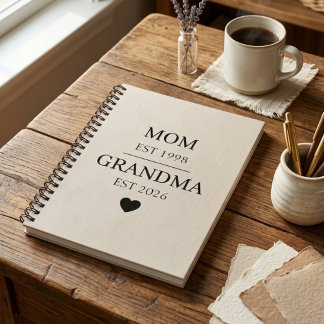 Caderno Espiral Mom to Grandma Est Year Family Journey Design