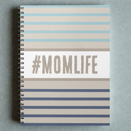 Caderno Espiral Momlife azul turquesa e bege