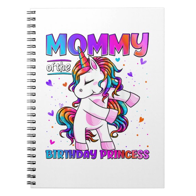 Caderno Espiral Mommy of the Birthday Princess Girl Flossing Unico (Frente)