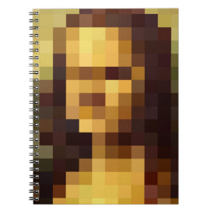 Caderno Espiral Mona Lisa pixel art Leonardo da Vinci, La Gioconda