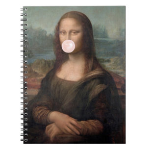 Caderno Espiral Mona Lisa soprando pastilha elástica rosa