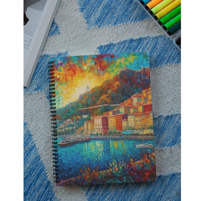 Caderno Espiral Mônaco, Monte Carlo Bay no estilo van Gogh (Criador carregado)