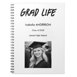 Caderno Espiral Mondern Black and White Graduation 