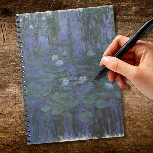 Caderno Espiral Monet de lírios azuis