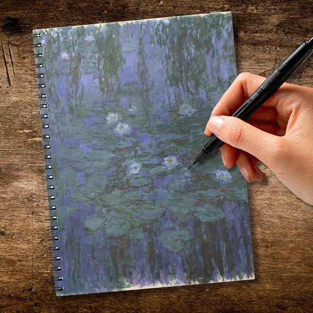 Caderno Espiral Monet de lírios azuis (Criador carregado)