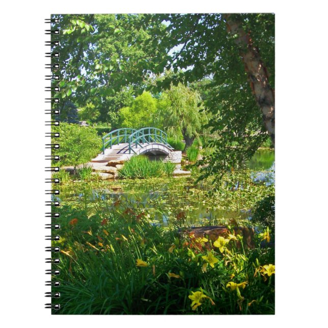 Caderno Espiral Monet France Impressionista Pessoas Bridge Park Da (Frente)