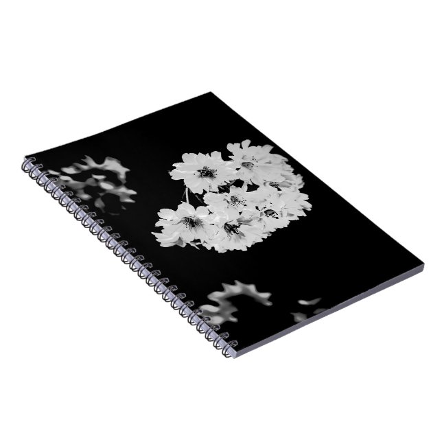 Caderno Espiral Monochrome Sakura Notebook - Elegant Black & White (Lado Direito)