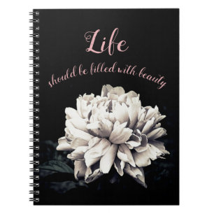 Caderno Espiral Monocromo Peony Bloom