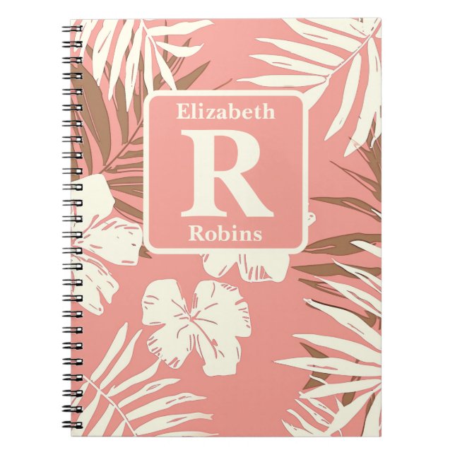 Caderno Espiral Monografia personalizada de cor de pêssego tropica (Frente)