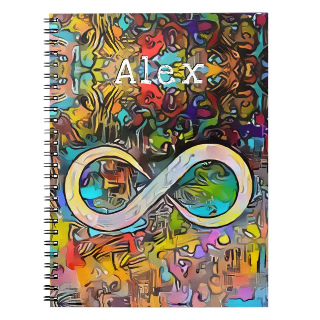 Caderno Espiral Monograma | Adicionar nome | Símbolo Infinito (Frente)