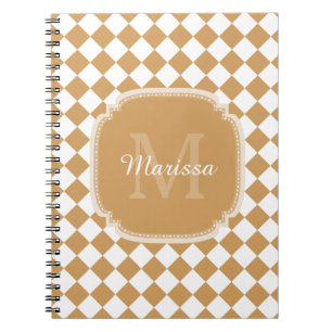 Caderno Espiral Monograma Amarelo Dourado Verificado Com Nome