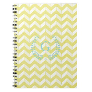Caderno Espiral Monograma amarelo Pastel chique do costume de