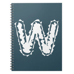 Caderno Espiral Monograma assustador branco em azul