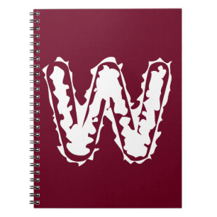 Caderno Espiral Monograma assustador branco em vermelho