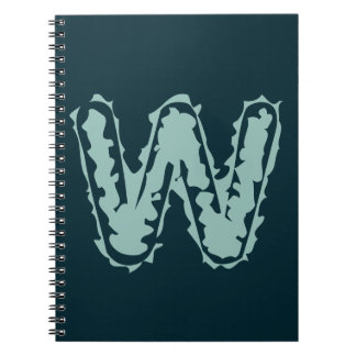 Caderno Espiral Monograma assustador verde-minúsculo em azul profu