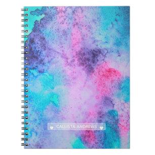 Caderno Espiral Monograma bonito cor azul púrpura salgada