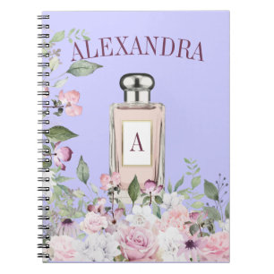 Caderno Espiral Monograma Bonito de Frasco de Perfume Puro Floral