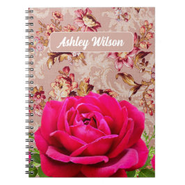 Caderno Espiral Monograma bonito fundo de colheita com flor