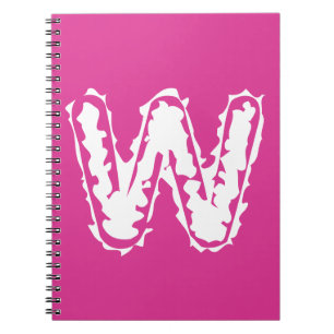 Caderno Espiral Monograma branco assustador a rosa
