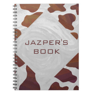 Caderno Espiral Monograma Branco e Castanho