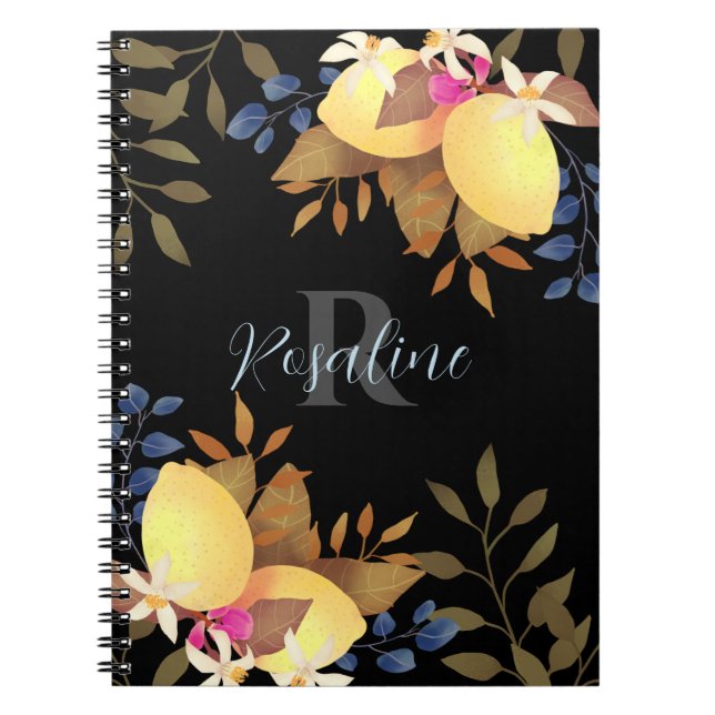 Caderno Espiral Monograma Chic Lemon Preto (Frente)