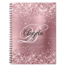 Monograma Chique com Brilho Rosa Claro