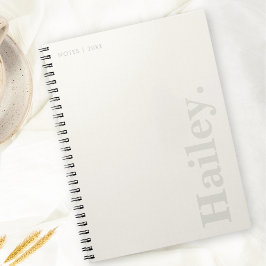 Caderno Espiral Monograma Clássico Elegante Mínimo Nome Branco de 
