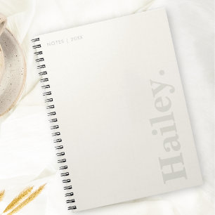 Caderno Espiral Monograma Clássico Elegante Mínimo Nome Branco de 