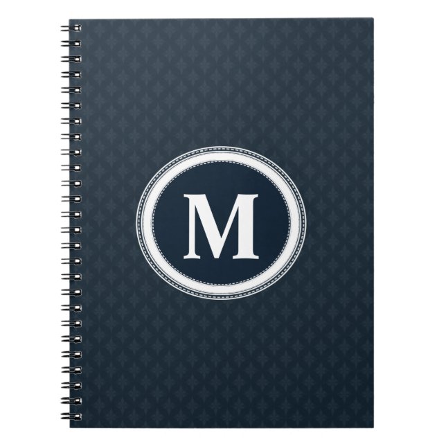 Caderno Espiral Monograma clássico profundo do costume do teste (Frente)