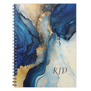 Caderno Espiral Monograma com respingo de aquarela em tinta alcoól