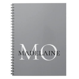 Caderno Espiral Monograma cor branca prateada Pessoal