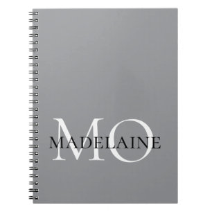 Caderno Espiral Monograma cor branca prateada Pessoal