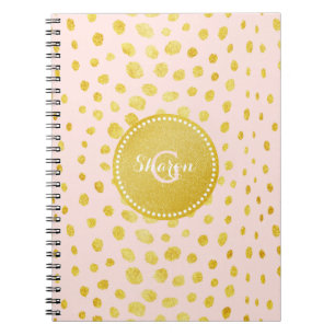 Caderno Espiral Monograma cor-de-rosa chique do impressão da chit