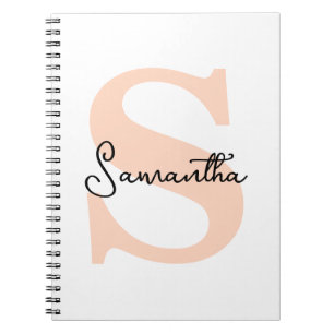 Caderno Espiral Monograma Cor-de-Rosa Personalizado Moderno, Inici