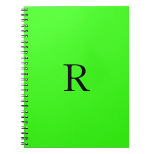Caderno Espiral Monograma Cor Sólida Verde Neon Inicial Legal