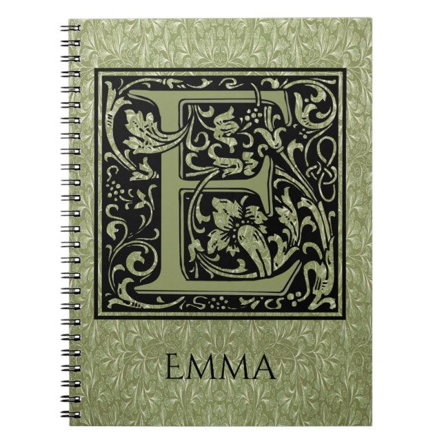 Caderno Espiral Monograma da letra da letra E primeiro (Frente)