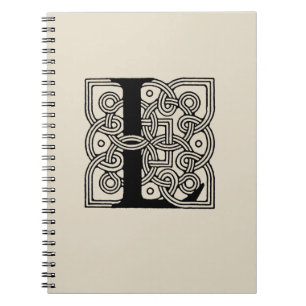 Caderno Espiral Monograma da Letra L com Impressão de Nó Celta Vin