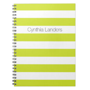Caderno Espiral Monograma das faixas verdes em pera moderna