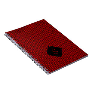 Caderno Espiral Monograma das faixas verticais finas, de cor verme