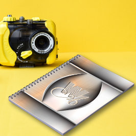 Caderno Espiral Monograma de Aço Polido Brilhante