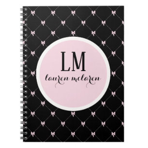 Caderno Espiral Monograma de Arco Preto e Rosa