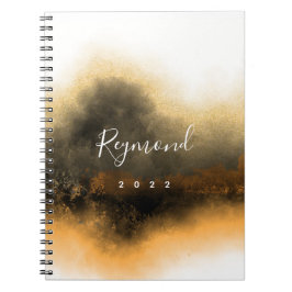 Caderno Espiral Monograma de Assinatura Personalizada Abstrato