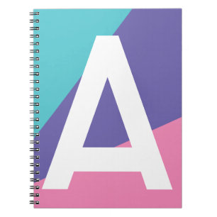 Caderno Espiral Monograma de Bloco de Cor Retro Personalizado