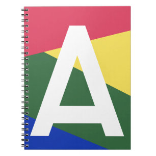 Caderno Espiral Monograma de Bloco de Cor Retro Personalizado