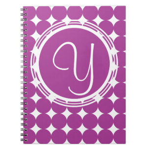Caderno Espiral Monograma de Bolinhas roxa