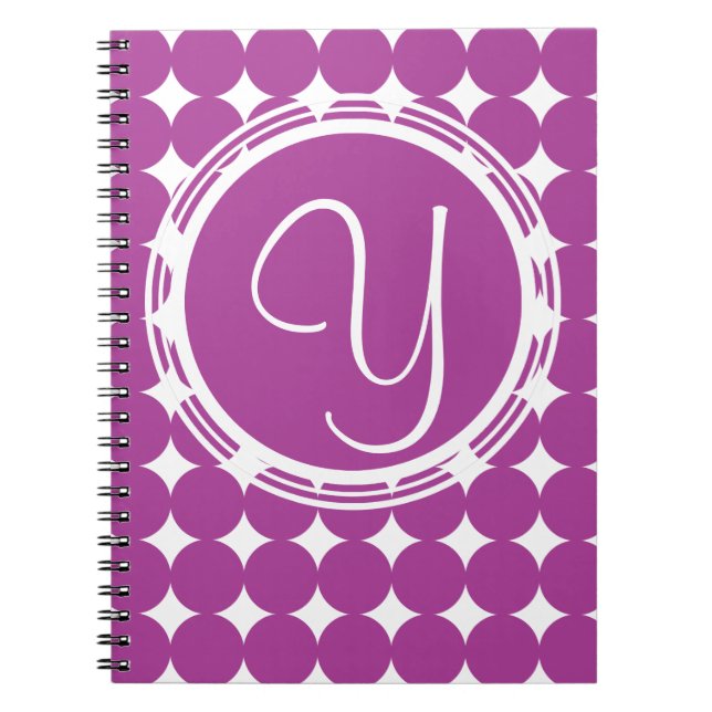Caderno Espiral Monograma de Bolinhas roxa (Frente)