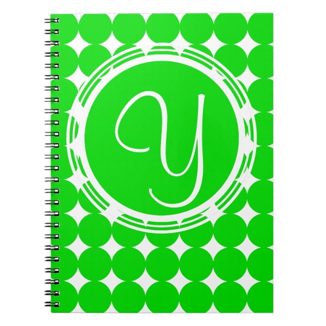 Caderno Espiral Monograma de Bolinhas Verde (Frente)
